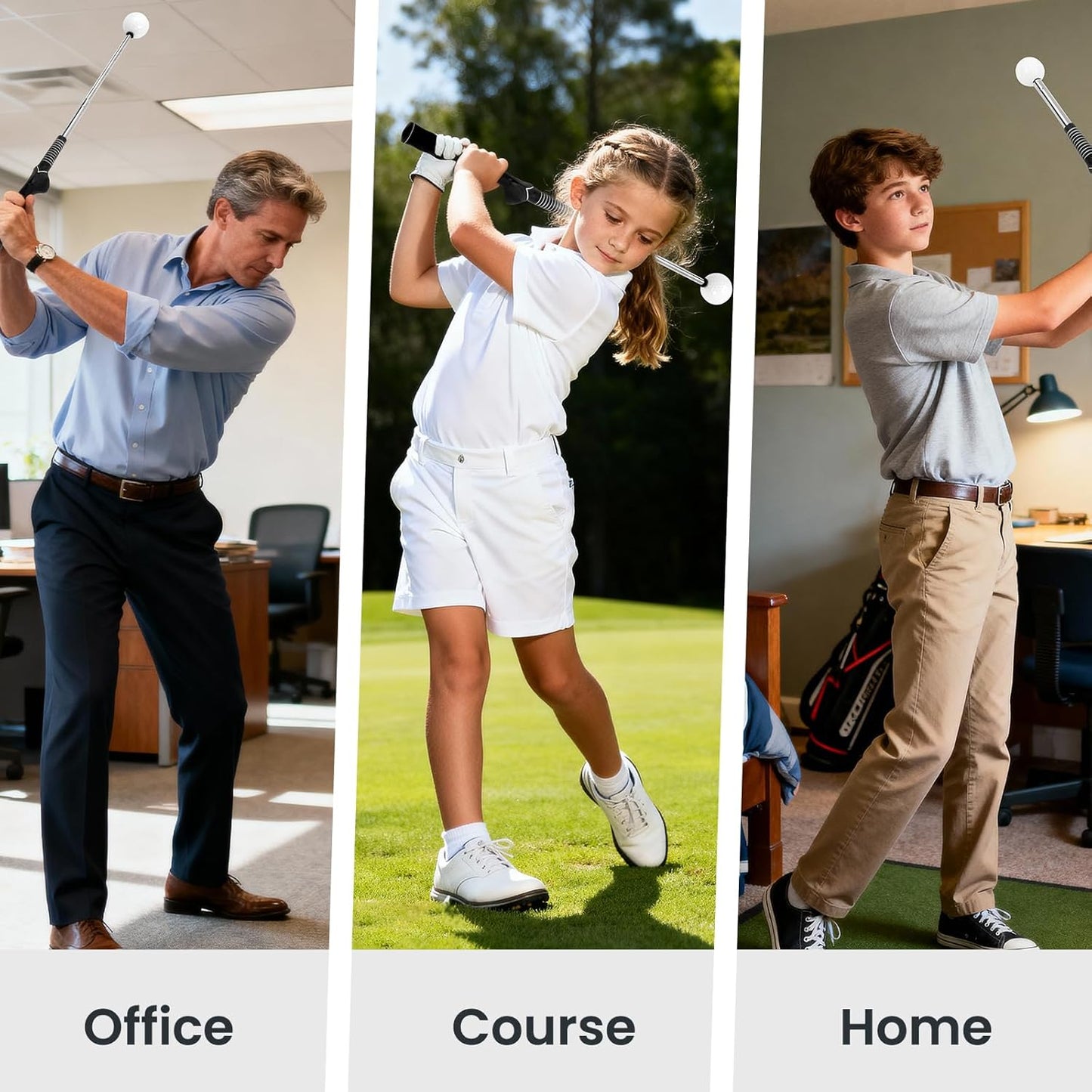 Retractable Golf Swing Training Aid， Golf Swing Trainer ，Right-Handed＆Left-Handed Golf Club for Indoor Practice,Golf Accessories，Tempo Training for Chipping Hitting