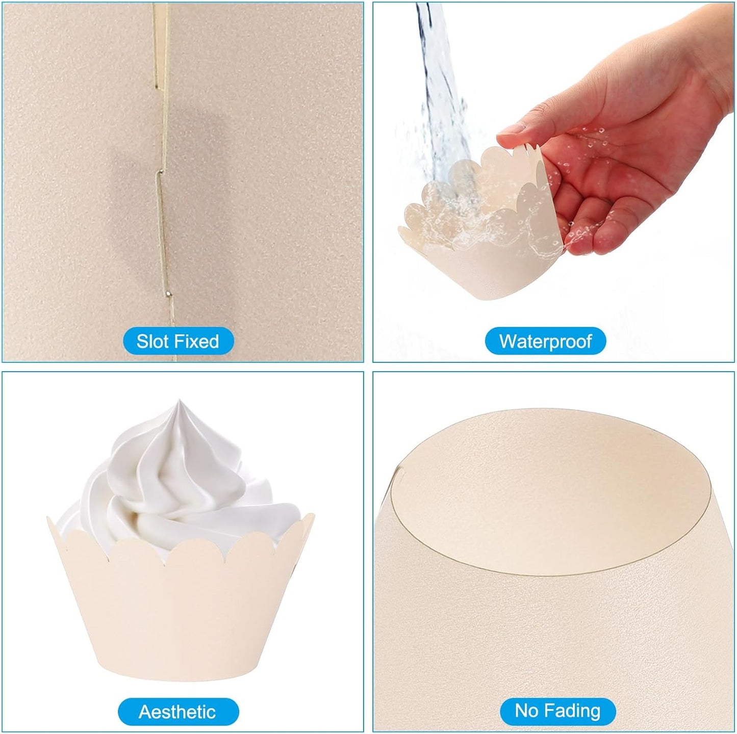 PATIKIL Cupcake Wrappers Paper, 50 Pack Baking Cups Standard Wave Decoration for Anniversary Birthday Weddings and Parties, Light Pink