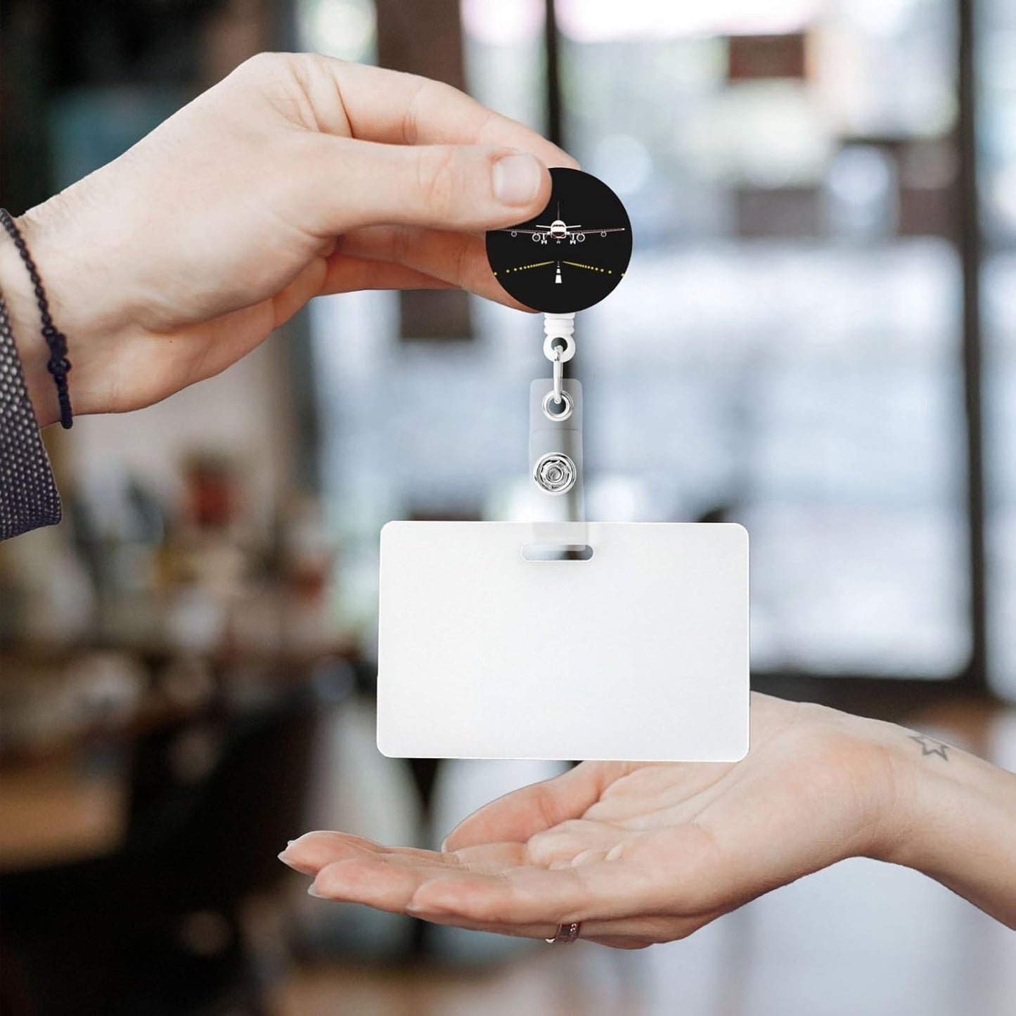 Airplane Aircraft Badge Reels Retractable Badge Holder with Clip for Id Name Tag Office Worker Student Teacher Nurse Doctor