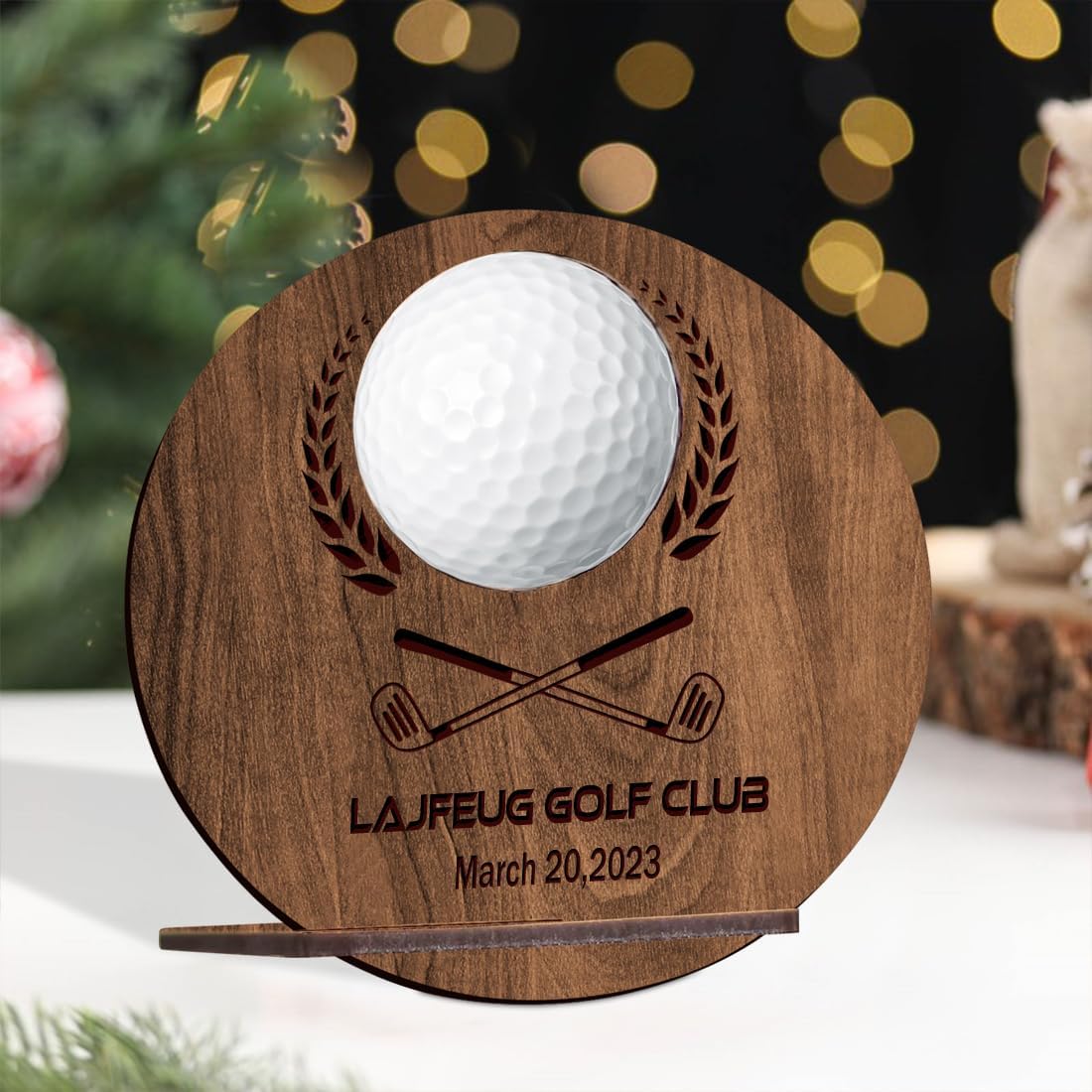 Personalised Golf Ball Holder Frame Custom Photo Name Golf Ball Display Case Wooden Golf Shadow Box Golf Ball Markers Hanger Desk Decor Gift for Men Dad Grandpa Family (Golf Ball Display Holder - 2)
