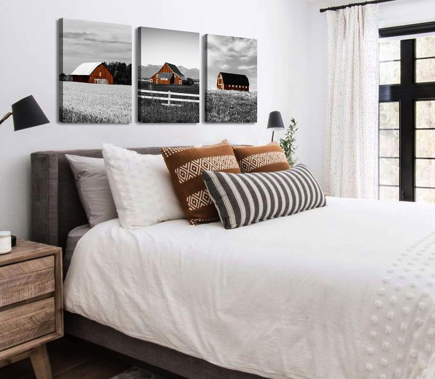 DJSYLIFE Western Wall Decor Farmhouse Barn Vintage Poster Canvas Print 3 Piece Rustic Pictures for Men's Bedroom Home Office Decor 12" Wx16 Hx3pcs