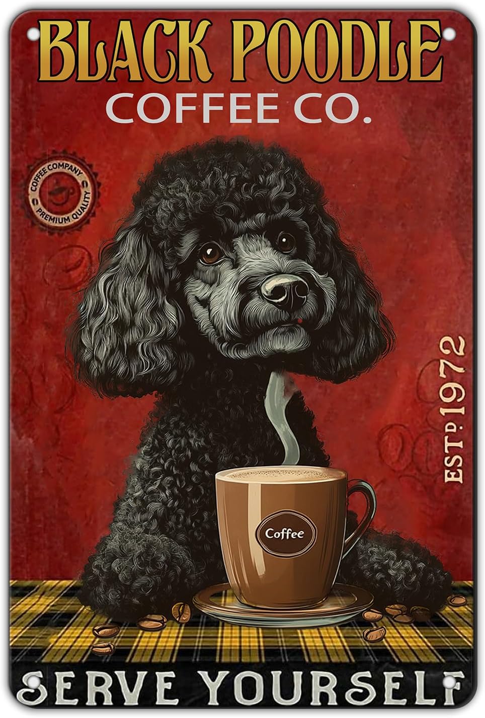 Retro Metal Tin Sign Coffee Company Black Poodle Sign For Outdoor & Indoor Wall Poster Home Bar Shop Decorations Coffee Vintage Sign Gift Poster 12x8 Inch
