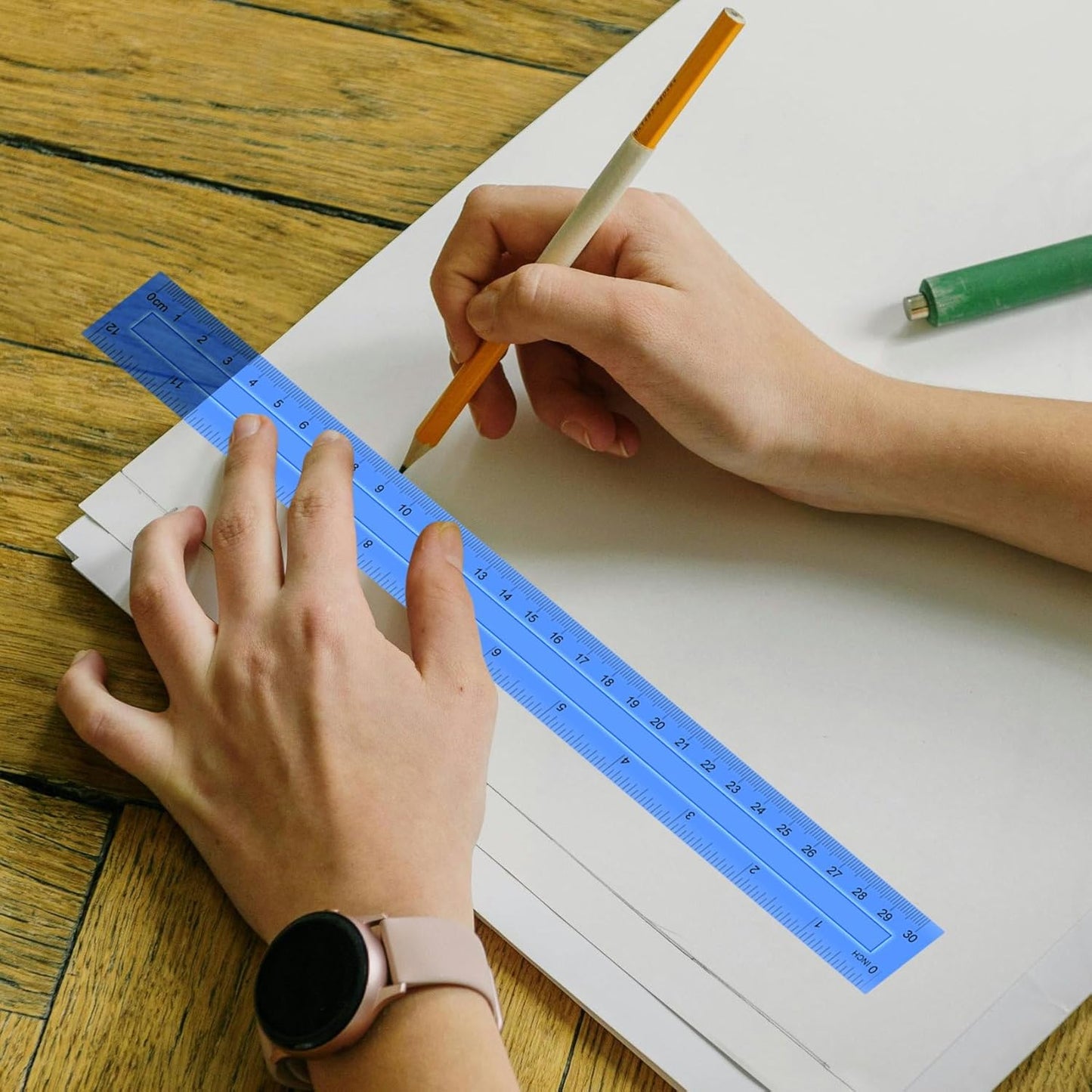 8 Pack Color Transparent Ruler, Plastic Rulers 12 Inch, Assorted Color Metric Rulers Bulk for School, Office, Classroom (8)