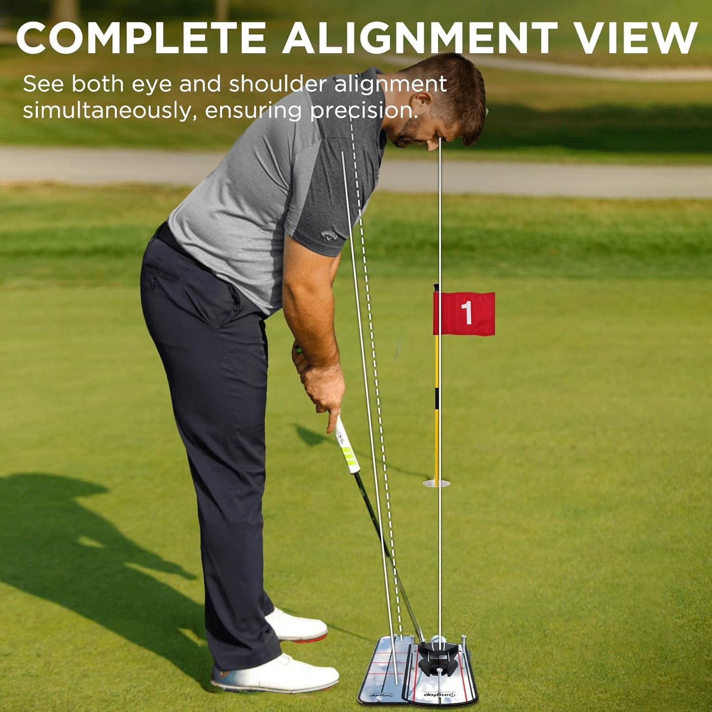 KINGTOP Golf Putting Mirror - Alignment Putting Training Aids for Consistency & Accuracy - Ideal for Indoor | Outdoor Practice, with Carry Bag and Golf Tees