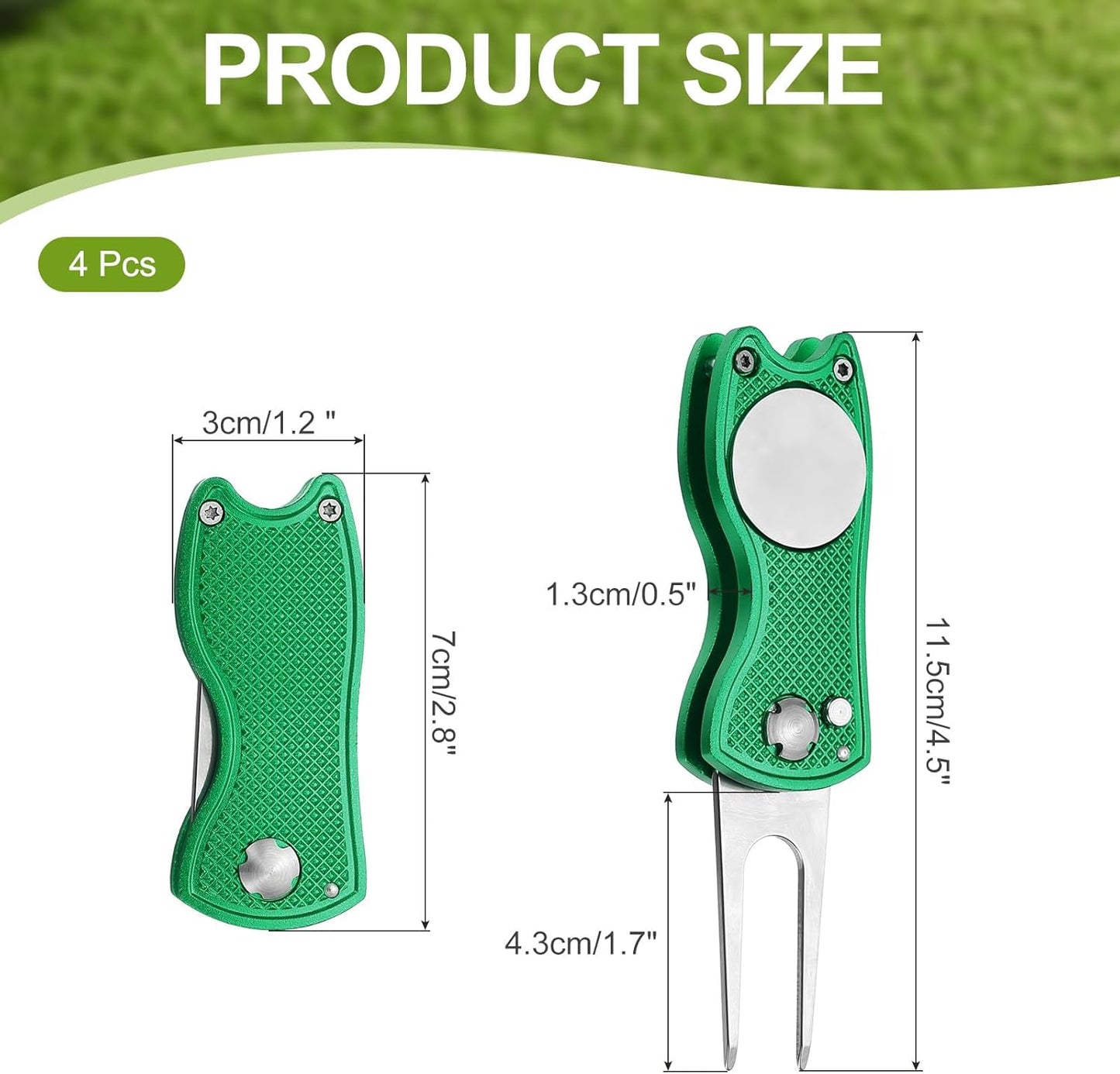 PATIKIL Golf Divot Repair Tool Foldable Metal Golf Green Divot Tool with Magnetic Ball Marker & Stainless Steel Fork