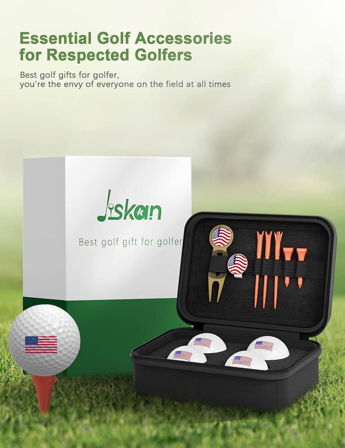 Golf Gifts for Men and Women, Golf Accessories Set with Hi-End Case, Golf Balls, Rangefinder, Golf Tees, Brush, Multifunctional Divot Knife, Scorer, Golf Ball Clamp