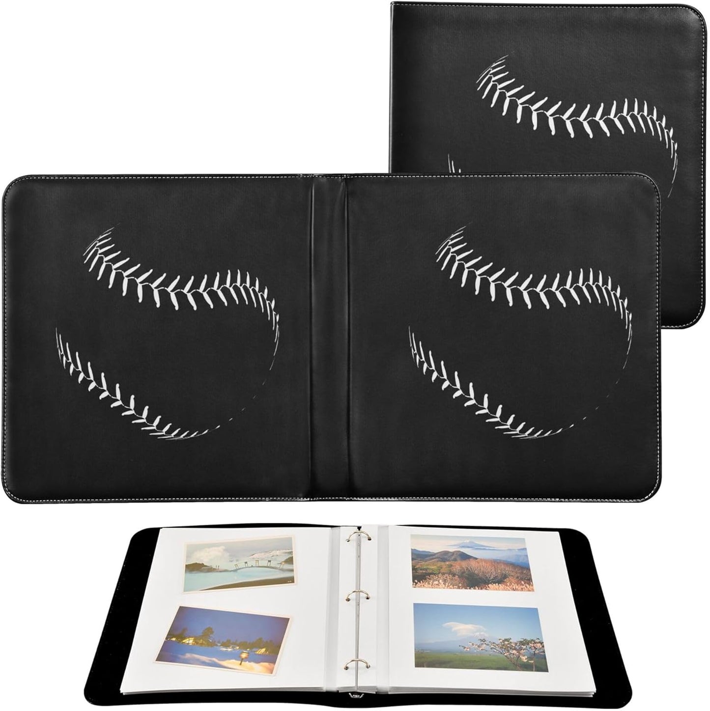 Fisyme Ball Lace Baseball Photo Album Self Adhesive DIY Scrapbook Album for 2x3 4x6 5x7 6x8 Pictures 20 Pages Memory Book for Family Wedding