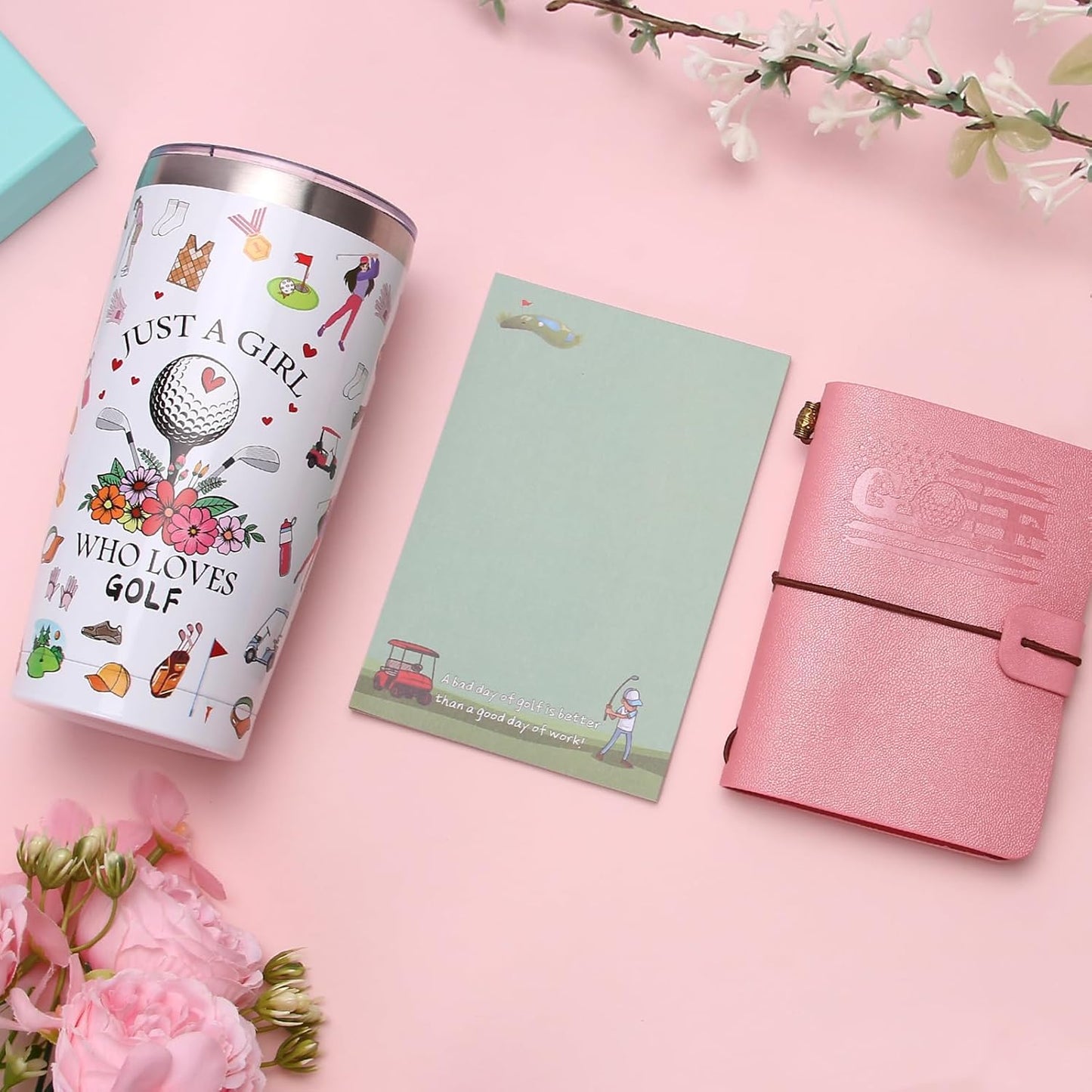 Golf Gifts for Women Unique Gifts Funny Golf Gift for Women Including Tumbler Mug Socks Sport Towel Leather Makeup Bag Notebook Notepad Relief Stress Ball for Birthday Christmas Mother Day