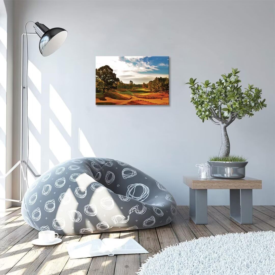 Tobacco Road Golf Course Wall Art for Living Room Bedroom Bathroom Home Decoration North Carolina Golf Course Picture Poster Framed Artwork Golf Canvas Prints Ready to Hang(12''H x 16''W)