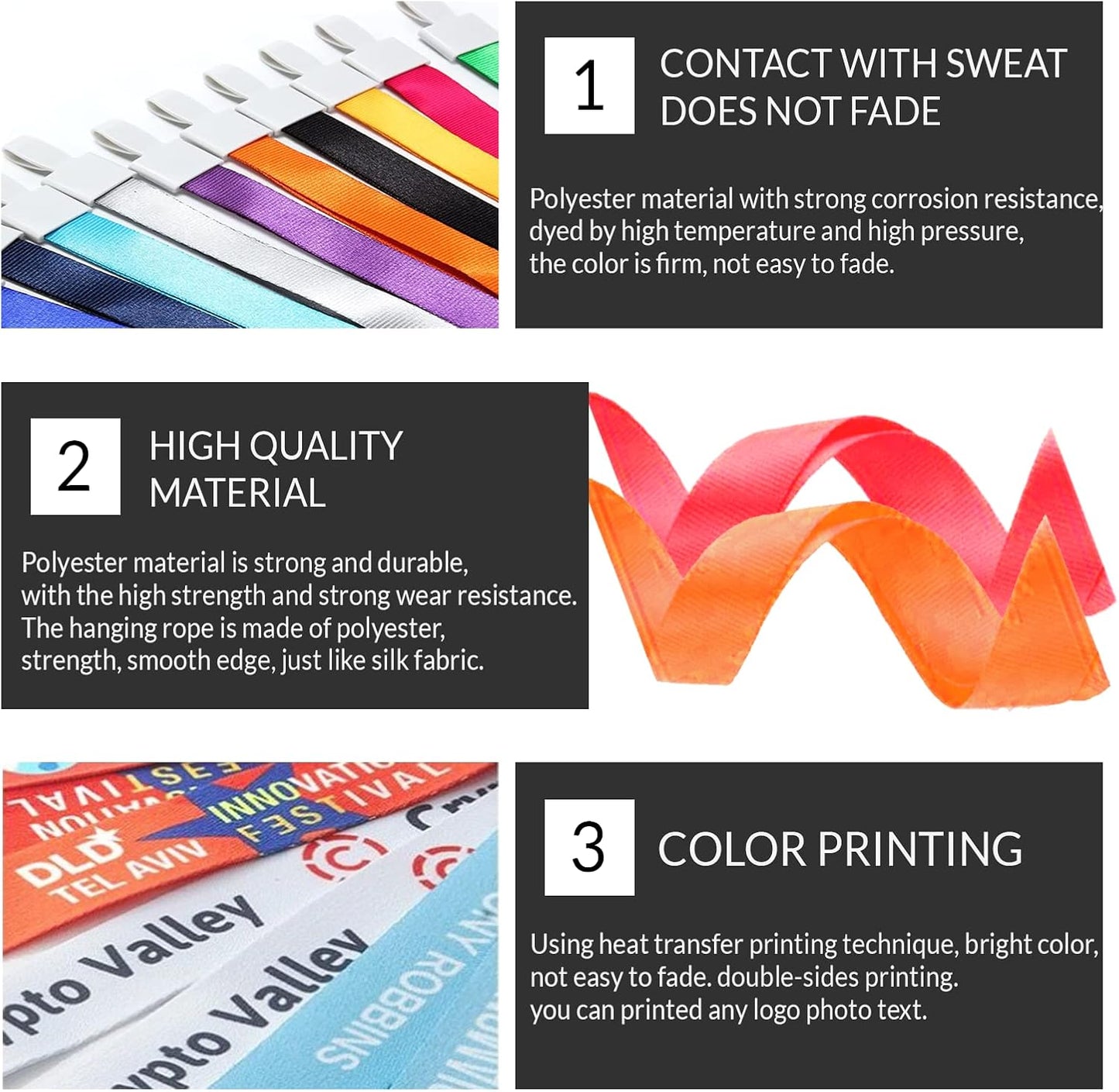 XRLSG Personalized Custom Lanyards with Logo/Photo/Text/Name for Office, School, Event