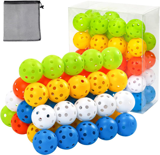 Plastic Golf Balls Practice Limited Flight Golf Training Ball Hollow Swing Practice Indoor Golf Balls with Mesh Drawstring Bag for Backyard Driving Range or Outdoor