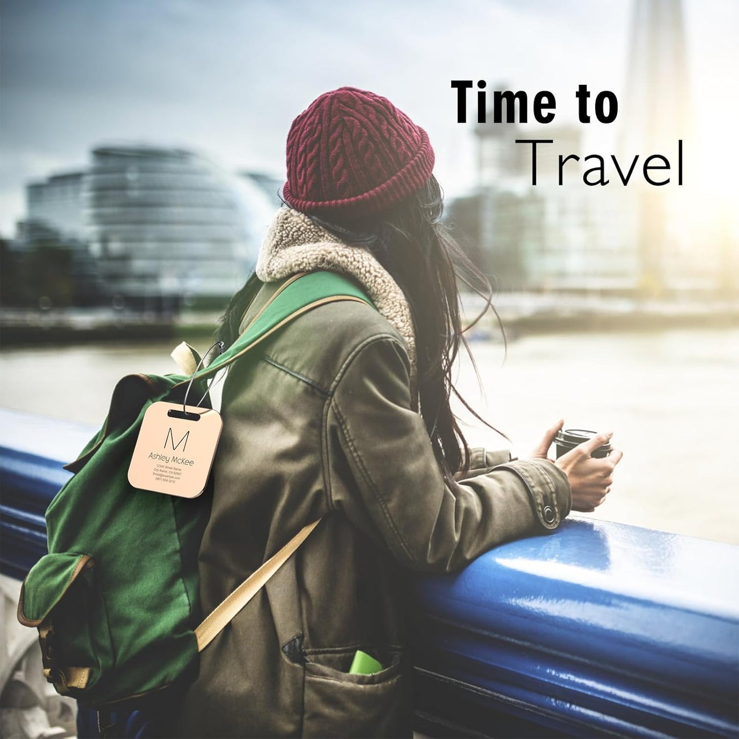 Luggage Tags for Suitcase - Engraved Black Personalized Stainless Steel Metal Tag - Custom Name Tags Suitable for Bags and Backpacks