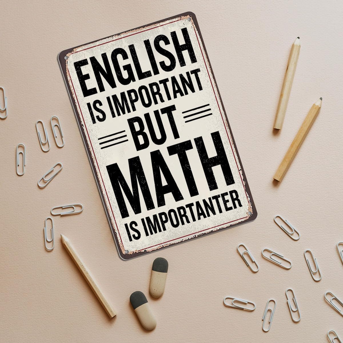 Funny Math Posters - Math Teacher Gift, Tin Sign Wall Art, Ideal Gifts for Math Teachers, Middle School & High School Classroom Decor, 8x12 Inch Metal Sign