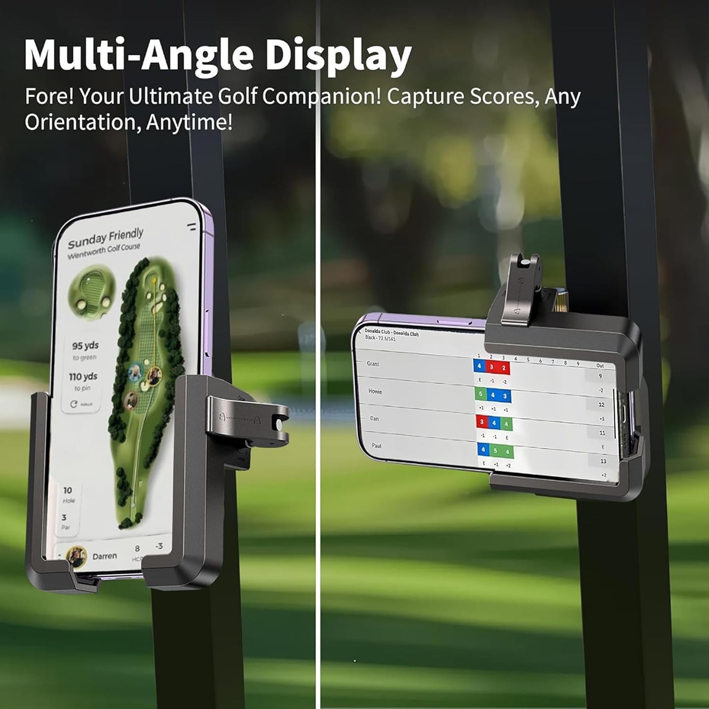 Magnetic Golf Cart Phone Holder, Golf Cart Phone Mount with N52 Magnets Compatible with EZGO, Club Car, Yamaha, Golf Cart Accessories for iPhone, Samsung, Google Pixel & More