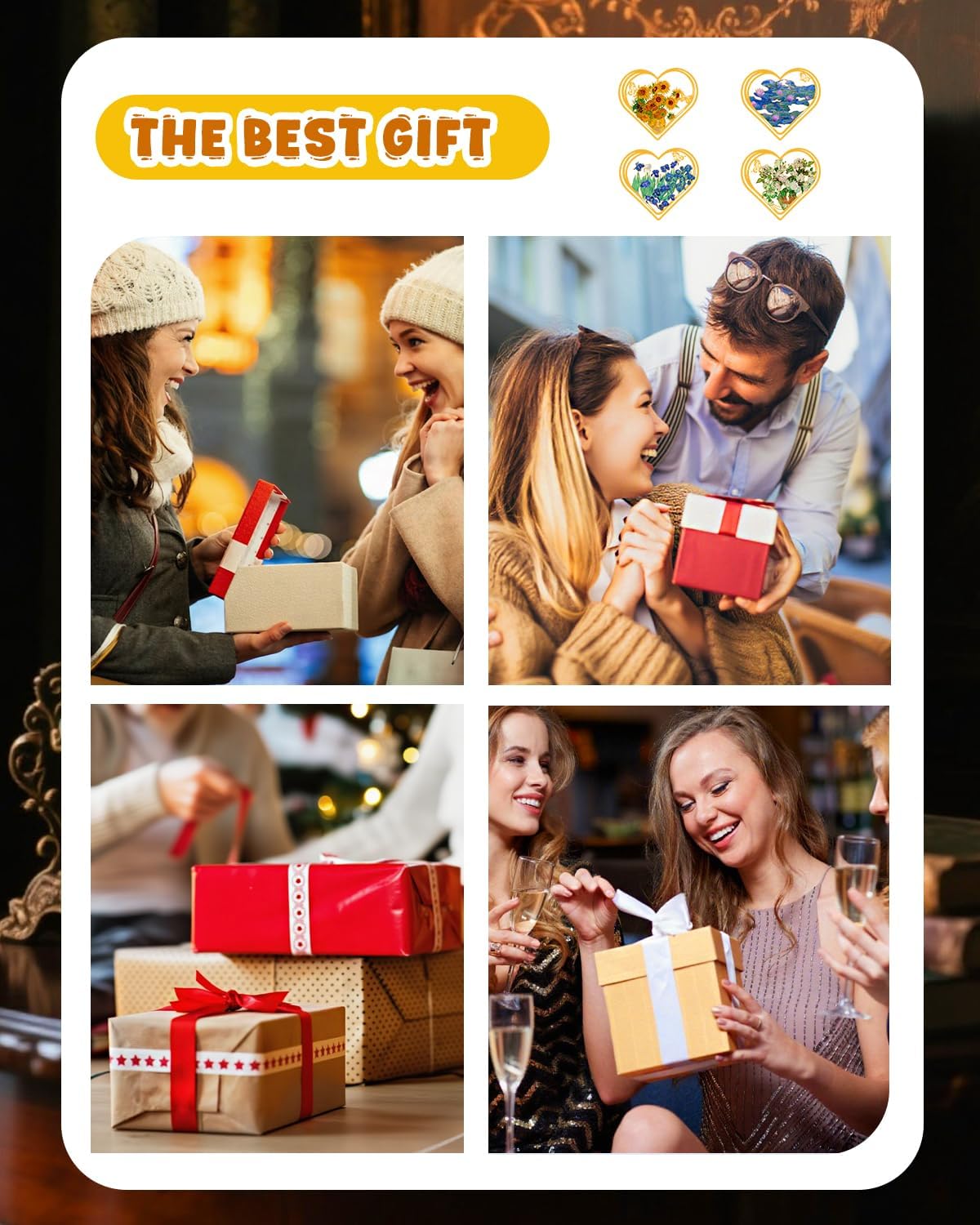 4pcs Metal Clip Heart Bookmarks for Reading Women, Van Gogh Monet Cute Corner Page Book Marks for Book Lovers Teachers Students, Reading Accessories Gifts for Book Lovers