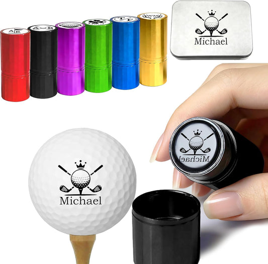 ONFAON Custom Golf Ball Stamp, Personalized Name Golf Ball Marker Stamp with Monogram Logo, Reusable Inking Customized Golf Stamper Accessories Gifts for Golfers