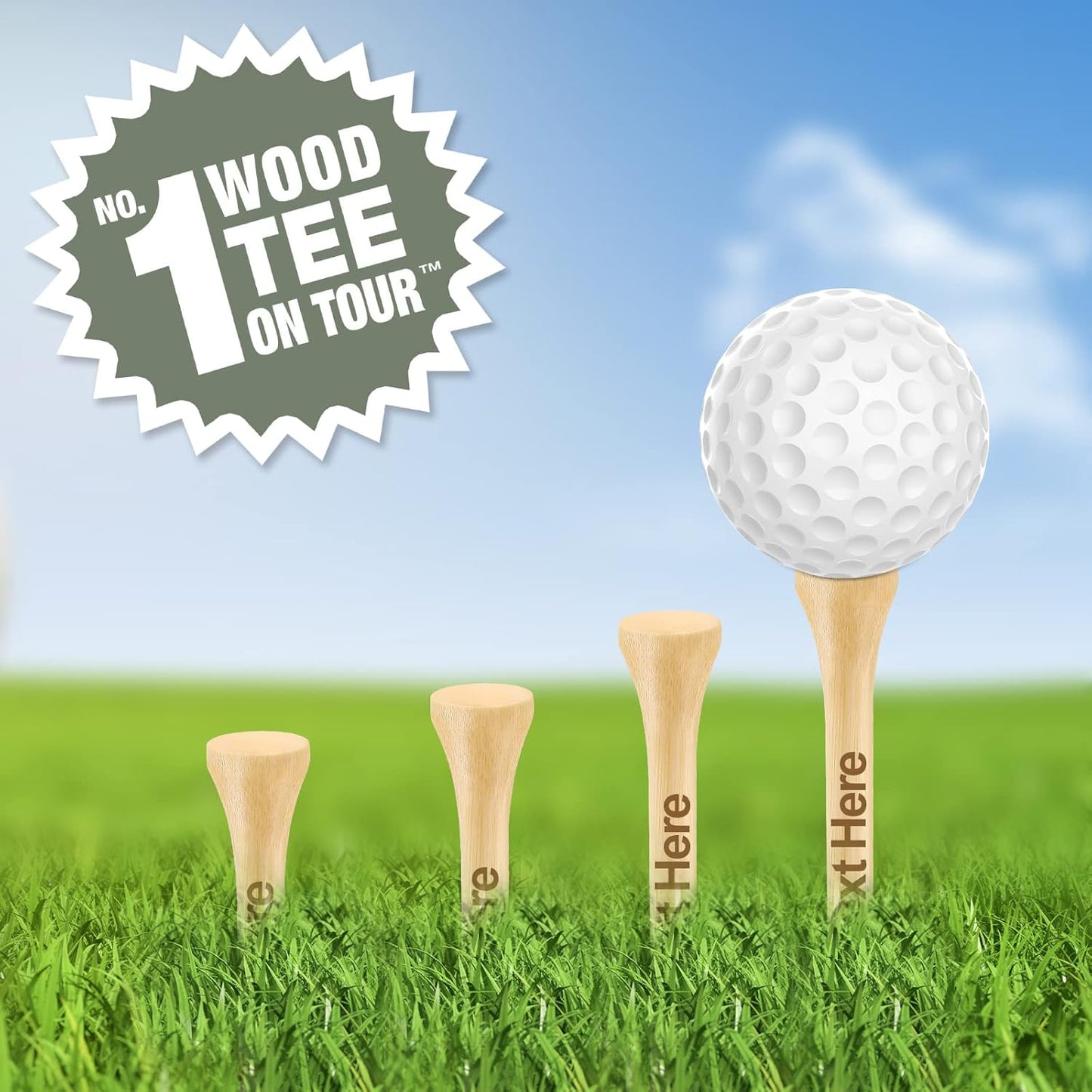 50-500 PCS Personalized Golf Tees in A Pouch, Custom Golf Tees Bulk with Your Name, Text, Logo, Wood Golf Tees 3 1/4" Inch Size, Personalized Golf Gift, and Party Favors
