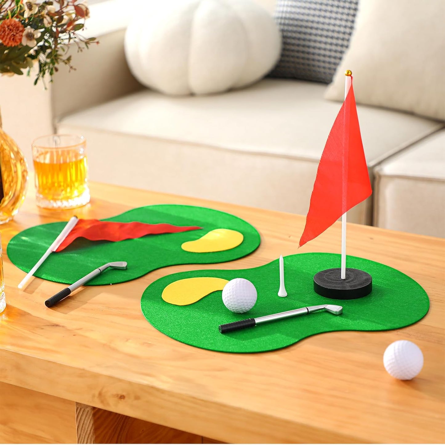 14 Set Golf Centerpieces Table Decorations Golf Party Supplies Including Green Felt Ball Ballpoint Pens Ball Red Flag Ground Spikes for Sport Party Supplies Birthday Decor