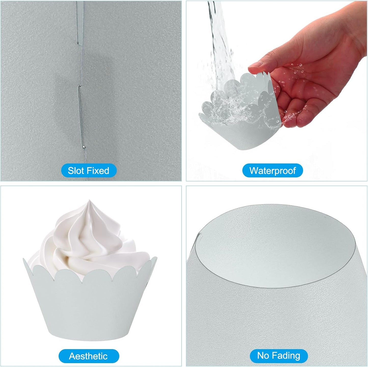 PATIKIL Cupcake Wrappers Paper, 50 Pack Baking Cups Standard Wave Decoration for Anniversary Birthday Weddings and Parties, Green/Blue