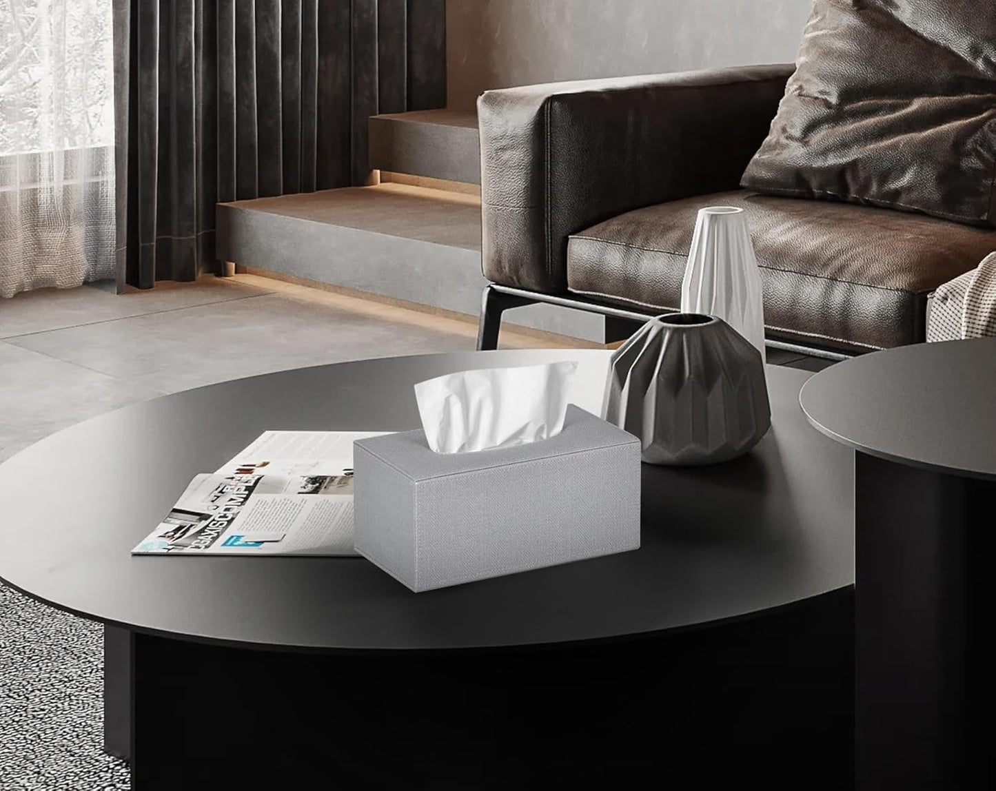 Tissue Box Cover Rectangular Tissue Box Holder for Bathroom (Grey)