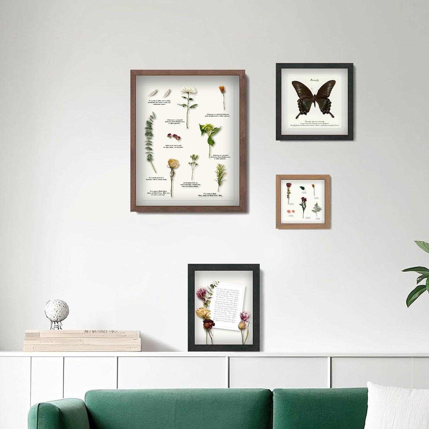 FrameWorks 11” x 11” Golden Oak Wooden Shadow Box Frame – Display Case with Soft Felt Back, Memory Box with Tempered Glass, Display Box with Elegant White Ball Push Pins, Wooden Flower Box