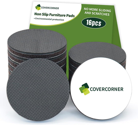 Non Slip Furniture Pads 16 PCS 2 1/2'' Round - Anti Slip Furniture Pads - Self Adhesive Rubber Feet Furniture Feet - Chair Leg Floor Protectors - Keep Furniture in Place
