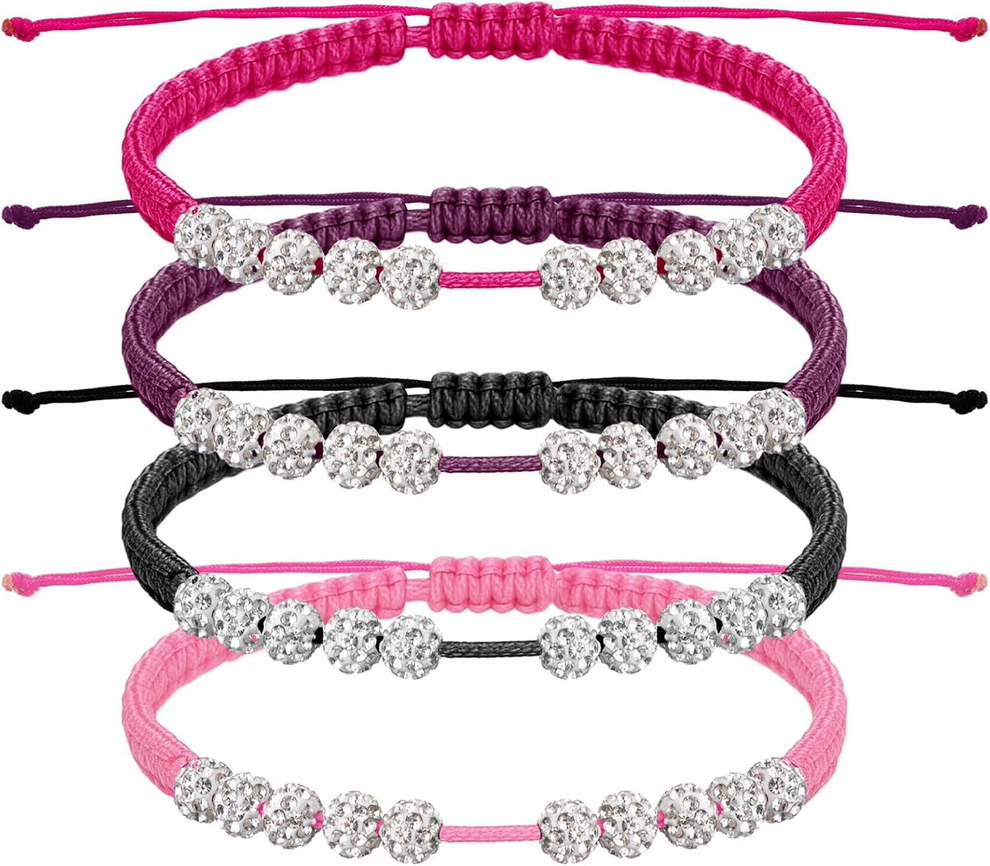 Quelay 4 Set Golf Rhinestones 10 Beads Score Counter Bracelets with Storage Gift Box Multicolor Adjustable Golf Stroke Counting Accessories for Women Christmas New Year Gifts