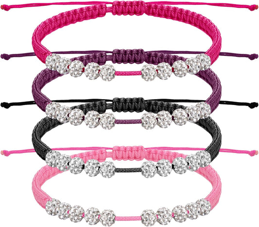 Quelay 4 Set Golf Rhinestones 10 Beads Score Counter Bracelets with Storage Gift Box Multicolor Adjustable Golf Stroke Counting Accessories for Women Christmas New Year Gifts