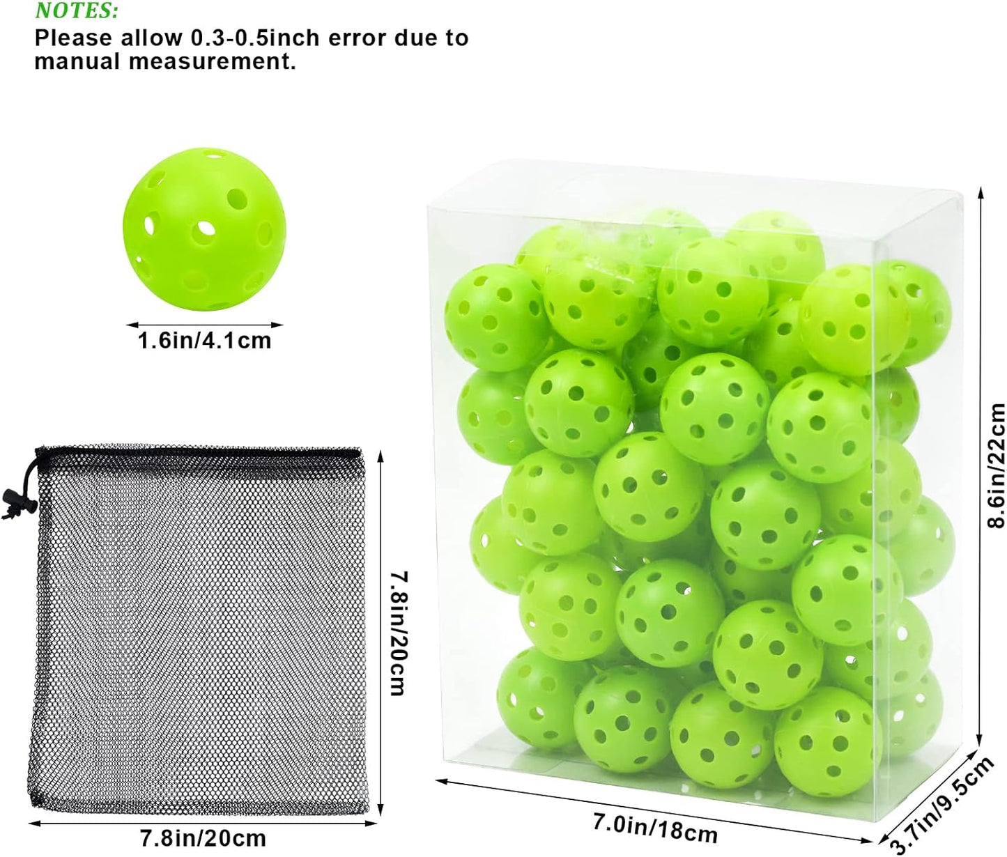 Plastic Golf Balls Practice Limited Flight Golf Training Ball Hollow Swing Practice Indoor Golf Balls with Mesh Drawstring Bag for Backyard Driving Range or Outdoor
