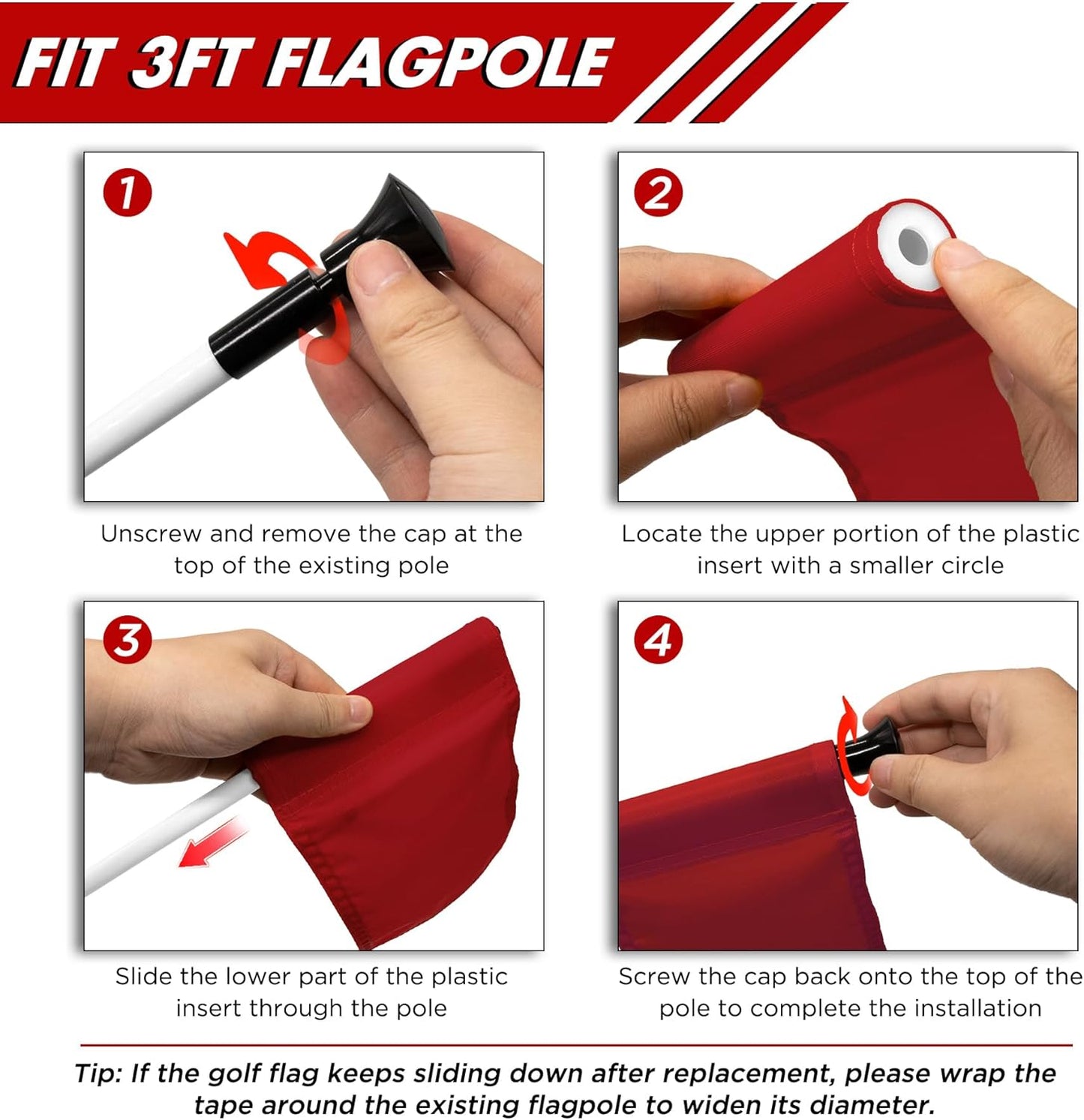 KINGTOP Solid Golf Flag All 8x6 Inch - 420D Nylon, Tube Inserted - Mini Putting Green Flags for Backyard Practice