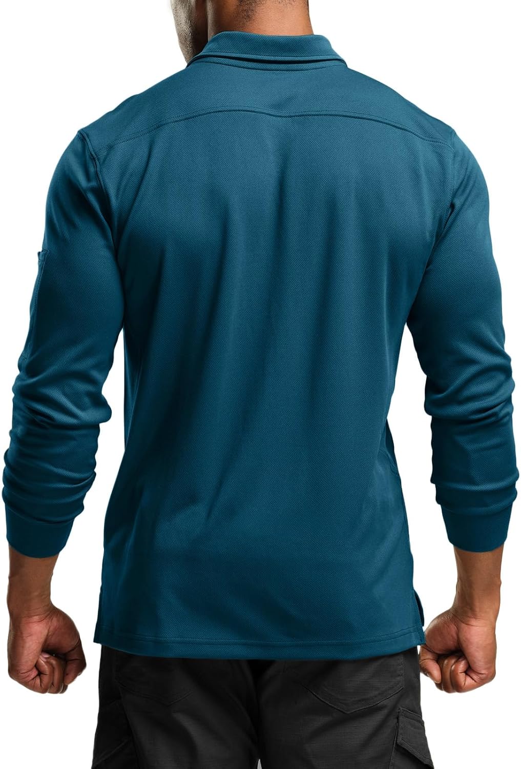 CQR Men's Polo Shirt, Long Sleeve Tactical Shirts, Outdoor UPF 50+ Pique Shirt, Dry Fit Lightweight Golf Shirts