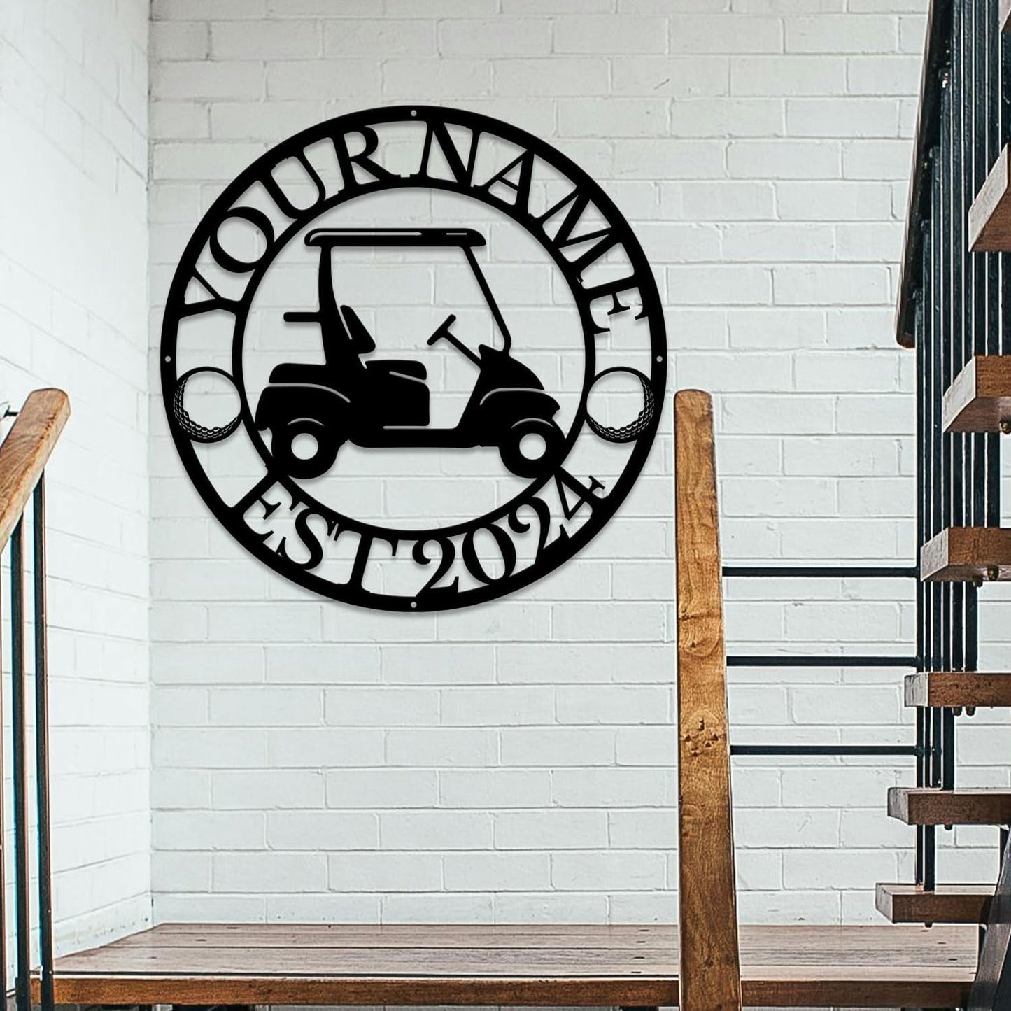 Golf Art Metal Signs,Custom Golf Metal Name Signs,Personalized Golf Signs,Black Golf Metal Wall Art Signs,Golfball Home Outdoor Metal Signs (Style I)