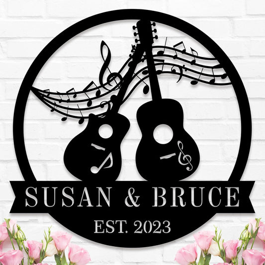 Custom Guitar Sign, Musician Gifts,Personalized Metal Guitar Sign,Guitar Lovers Gifts,Custom Guitar Decor
