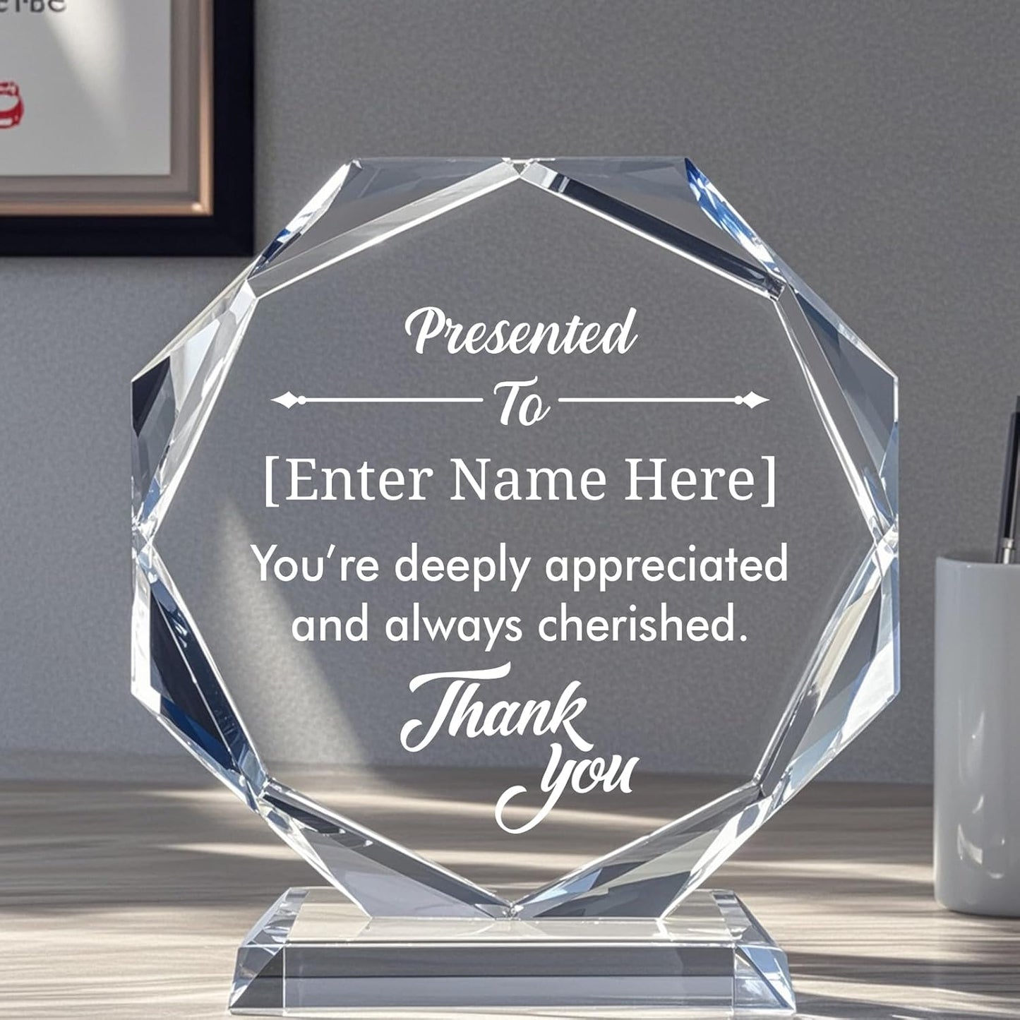Personalized Crystal Trophy Award – Custom Awards and Trophies for Employees, Coworkers, Boss – Retirement, Farewell, Appreciation, Recognition Gifts – Custom Plaques