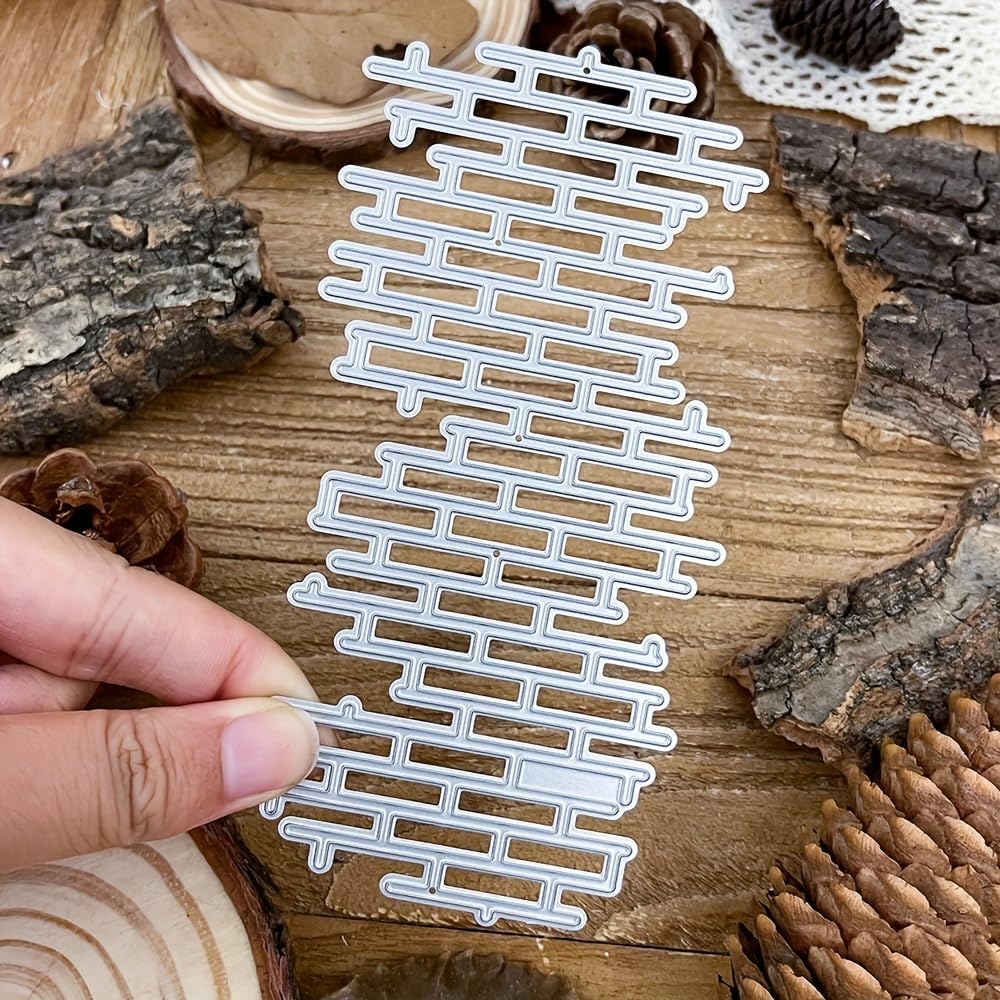 Lapoo Cutting Die for Scrapbooking, 3D Backgrounds Frame New Cutting Dies DIY Album Card Making Decor Paper Craft Metal Die Cuts Party Decorations (Brick Wall 5.4 x 2.7 in)