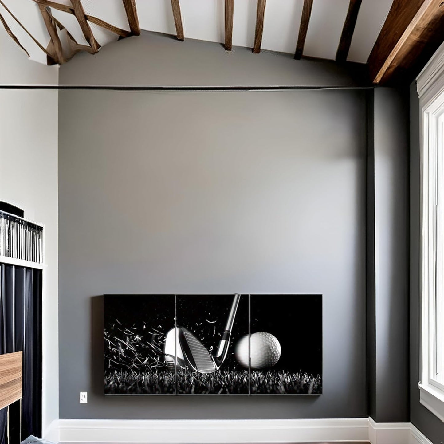 TAOMI Golf Course Sport Fan Boy's Bedroom Gym Black Artwork 3 Pieces Black and White Canvas Wall Art Golf Pictures for Man Cave Sport Home Wall Décor Frame 12x16inch Minimalist