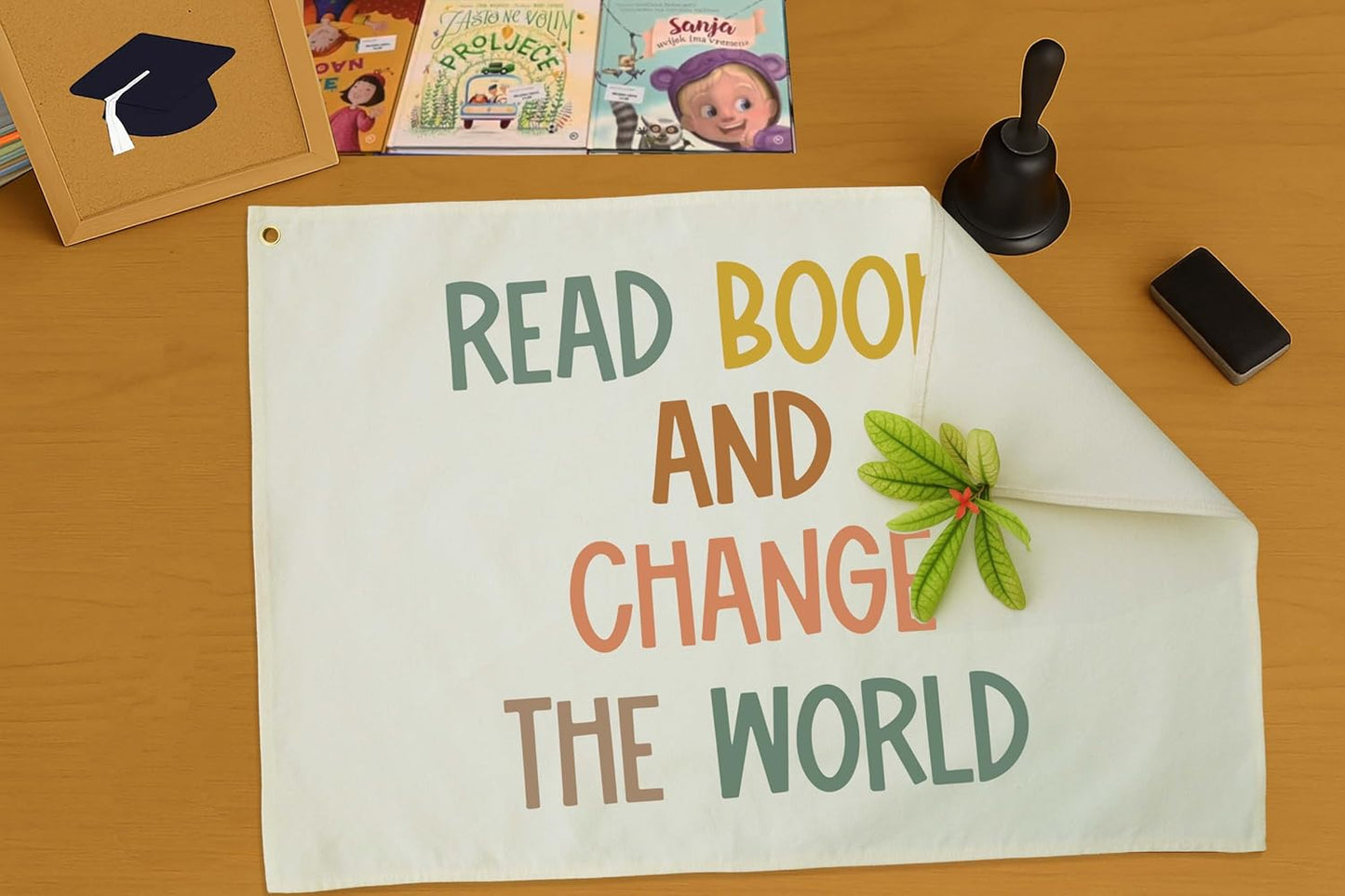 Classroom Decor-Teacher Gifts-Classroom Wall Poster-Nursery Sign- Rectangle Banner Flag Wall Decor-Christmas Gift-Positive Motivational Growth Quote-Read Books And Change The World-28.5"L×20"W