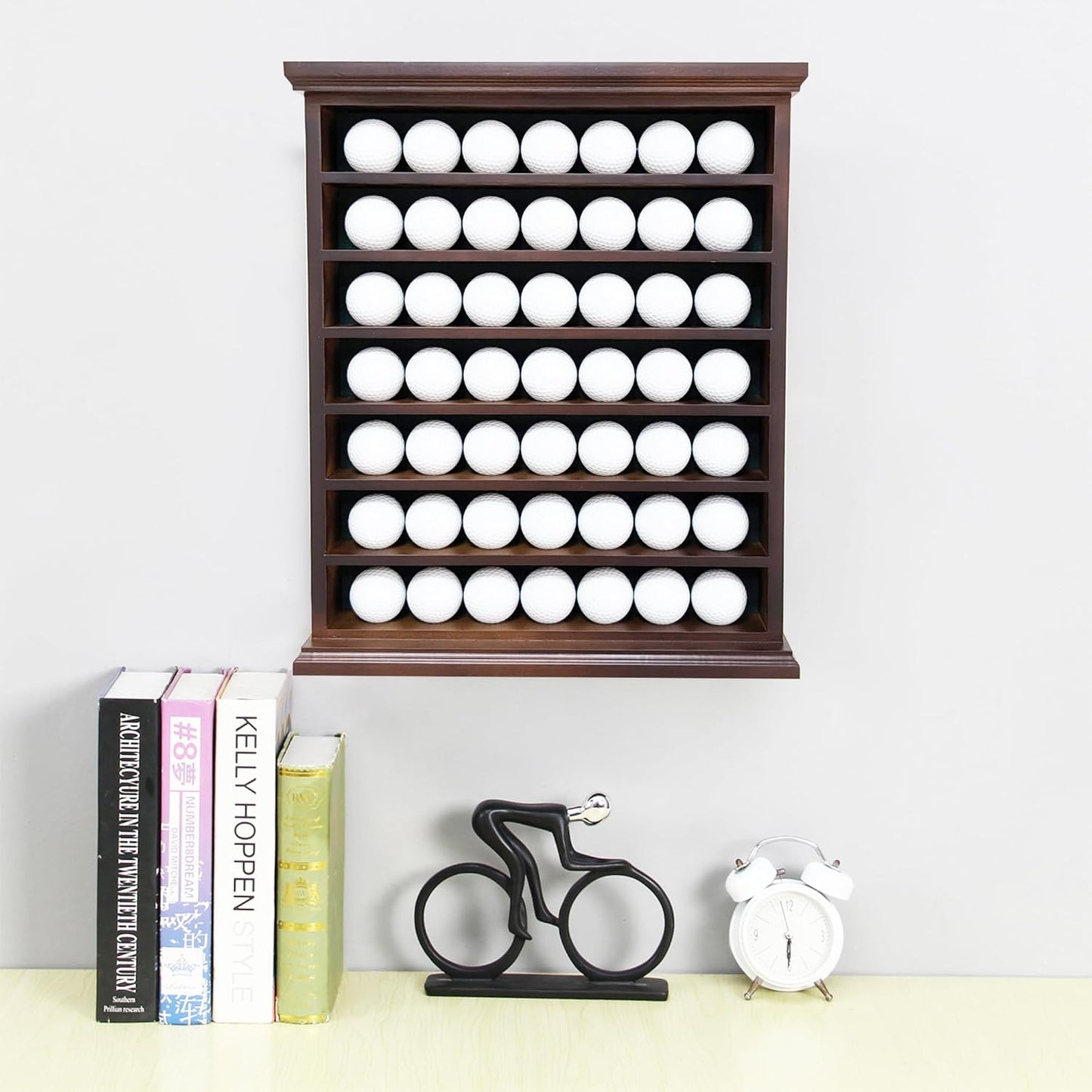 Luxurious Display Cabinet for Golf Balls - Perfect Showcase for Vice, Taylormade, Titleist Golf Balls - Elegant Mahogany Construction, Holds 49 Golf Balls, Ideal Collectible for Golf Enthusiasts