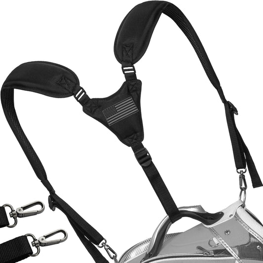 Golf Bag Straps, Universal Replacement Double Shoulder Shoulder Straps, Sailcloth Golf Bag Carry Strap USA Flag