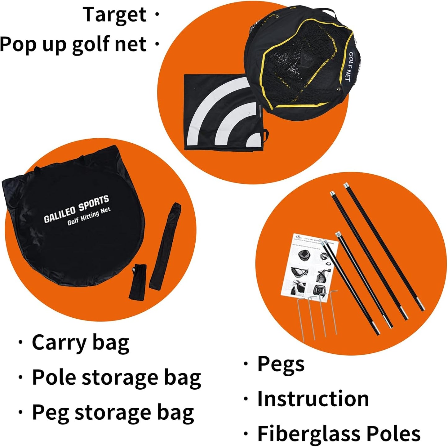 Golf Practice Net: 6x6x3ft Pop Up Portable for Backyard Training Garage Use Youth Men Women Driving Range Gift