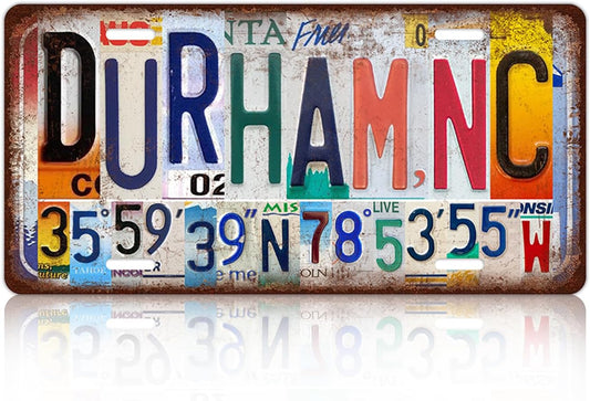 Vintage City Wall Decor Durham,Nc License Plate Metal Sign Tin Signs Poster