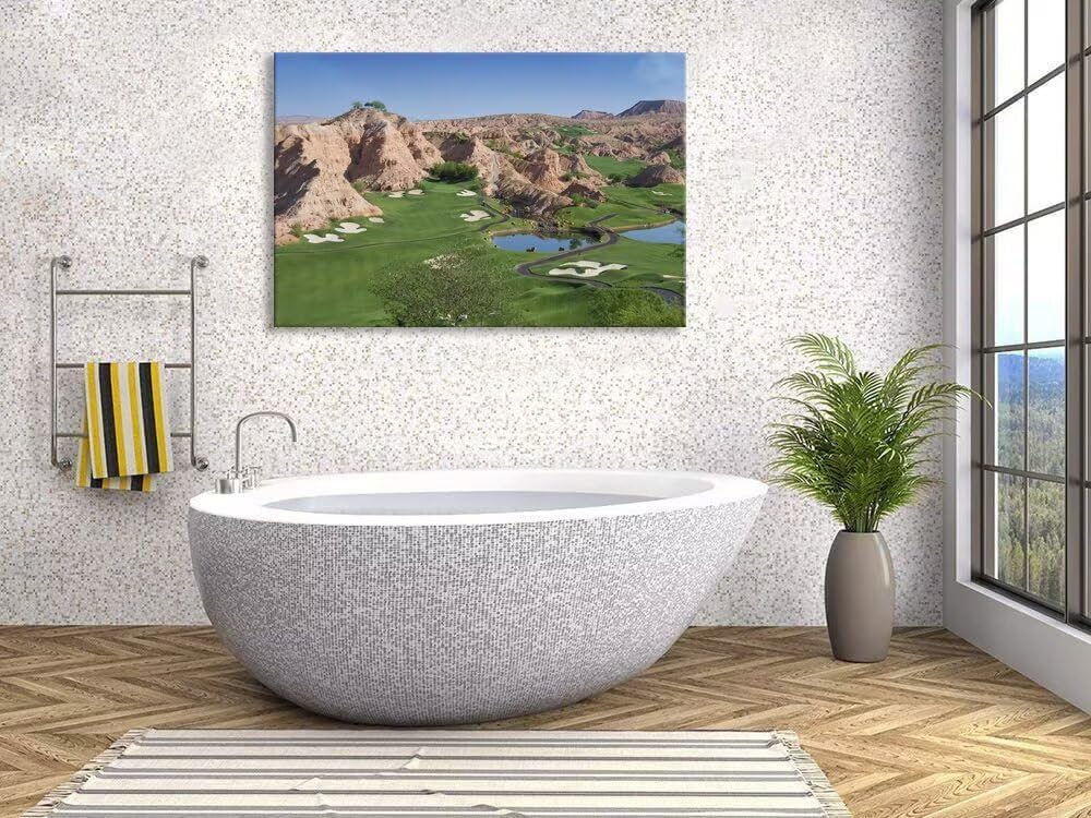 Wolf Creek Golf Course Canvas Wall Art for Living Room Bedroom Bathroom Home Decorations Golf Course Picture Poster Framed Artwork Ready to Hang(18''H x 24''W)