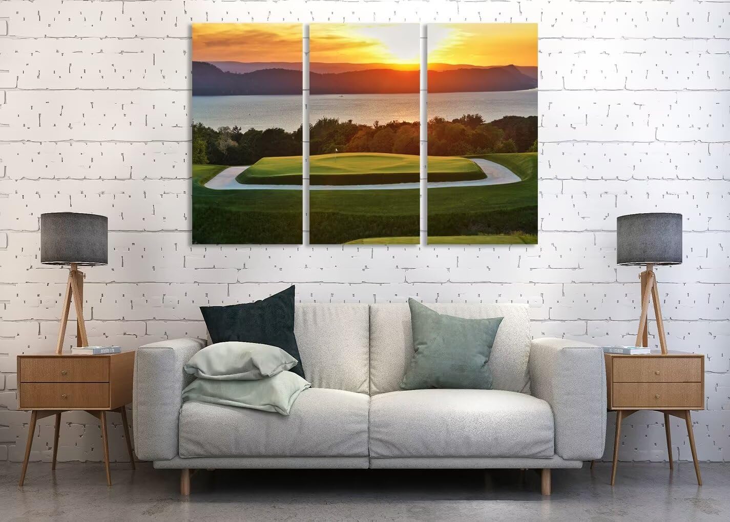 Golf Course Wall Art for Living Room Bedroom Bathroom Home Decorations Golf Course Pictures Posters Wall Decor for Office Canvas Prints Modern Artwork Framed Ready to Hang(12''W x 24''H x3)