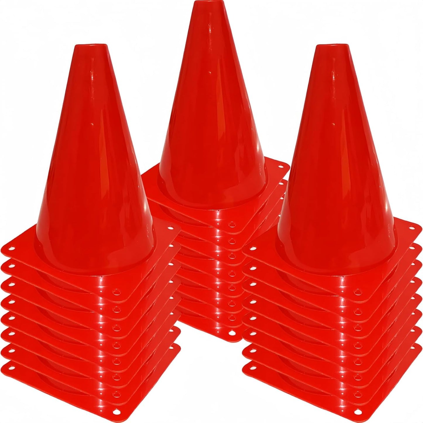 24 Pcs 7 Inch Plastic Traffic Cones, Basketball Football Drills, Skating, Sport Training Agility Markers, Indoor Outdoor Games, Multicolor