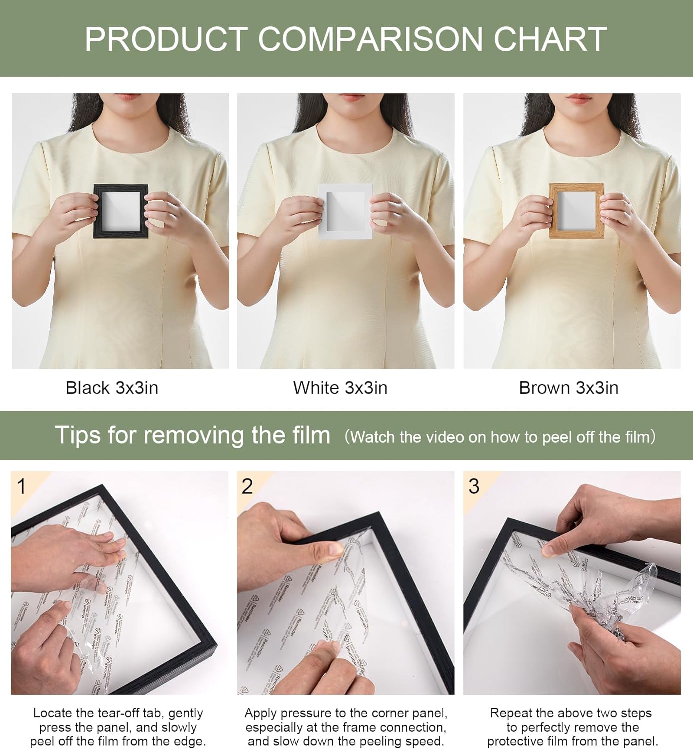 3x3 Mini Shadow Box Display Case Picture Frame with Soft Linen Back,Small Deep Black Shadow Box 3x3 for Flowers Medal Display Case Jersey pet Graduation Memorabilia Baby Ltems Crafts Photos