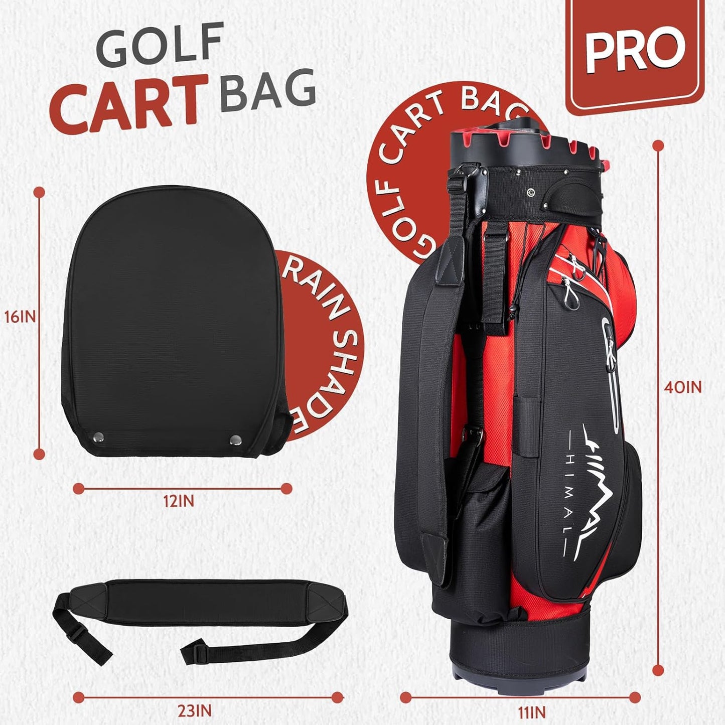 14-Way Golf Cart Bag Pro with Full Length Divider Top, Golf Bag for Men with Handles and Rain Cover