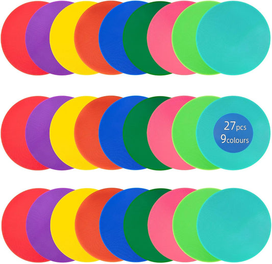 Spot Markers 9 Inch 10 Inch Non Slip Rubber Floor Markers Flat Field Cones Poly Dots for Soccer Basketball Sports Speed Agility Training and Drills