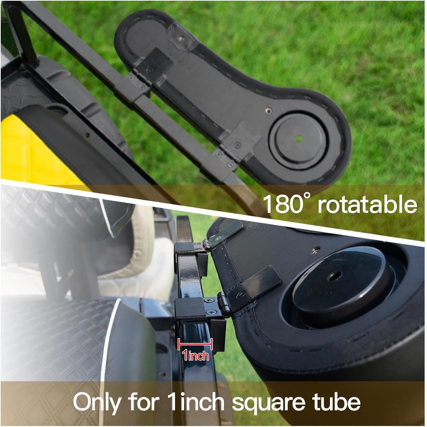 NOKINS Golf Cart Diamond Flip Armrest with Cup Holder, No Drilling Required, Golf Cart Folding Hinged Armrest, Inward Mount, for Club Car EzGo Yamaha Back Seat Kit