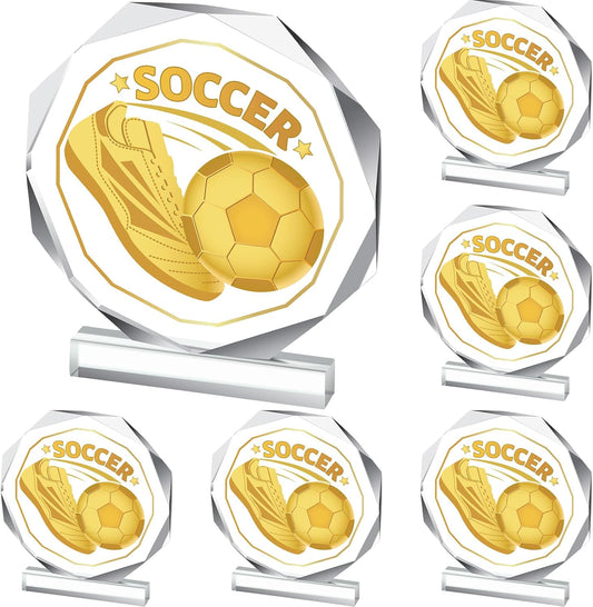 6 Pack Sports Trophy Acrylic Award Medals 4.72 x 4.72 Inch Sports Contest Trophies Bulk Plaques Team Prize Gift Trophies for Competition