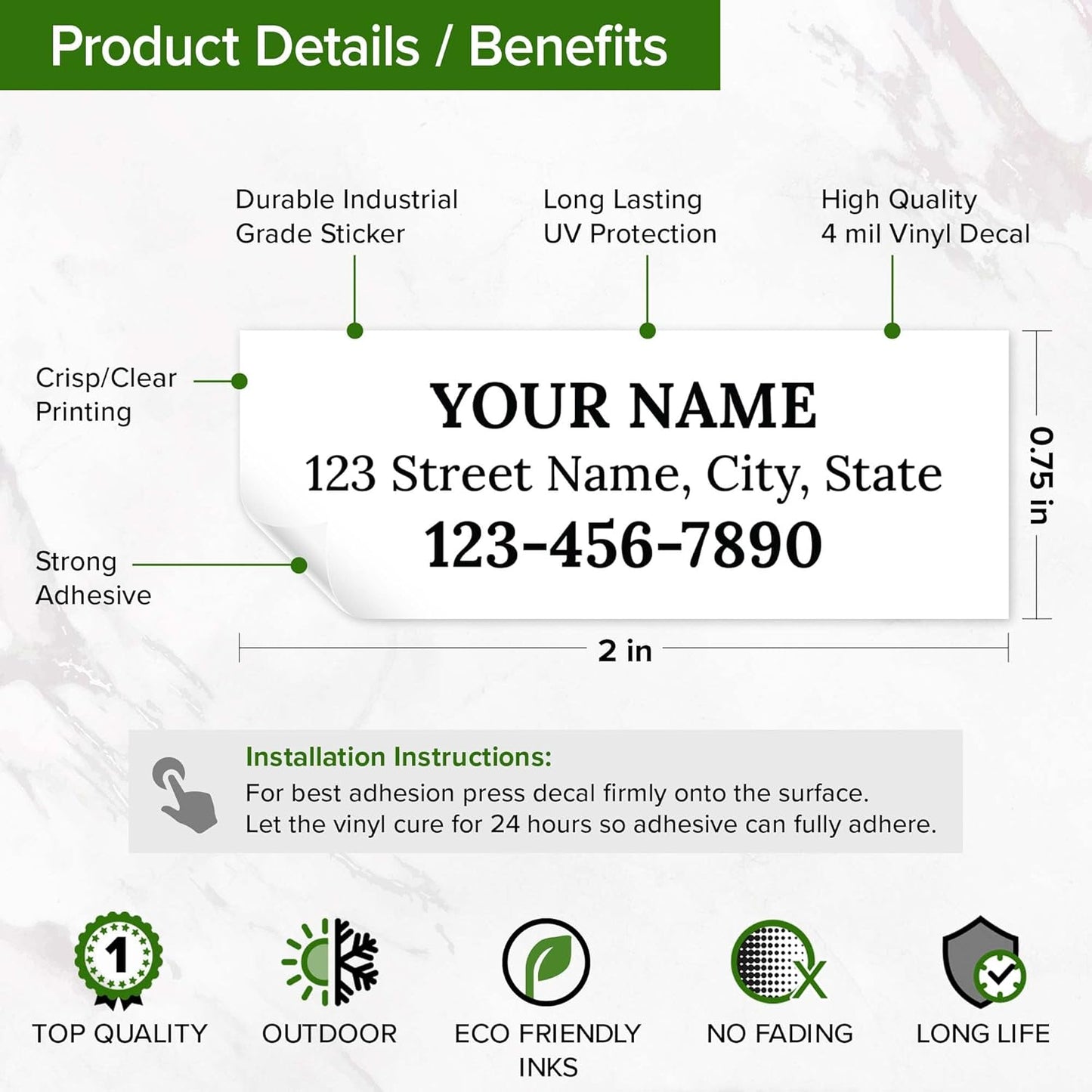 Custom White Golf Club ID Labels, Personalized Golf Club Name Sticker,0.75x2 Inches, Set of 30, 4 Mil Vinyl Decal Stickers Weather Resistant, Made in USA by My Sign Center